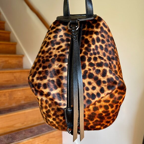 NEW Rebecca Minkoff Leather Calf Hair Mini Julian Backpack Purse Convertible